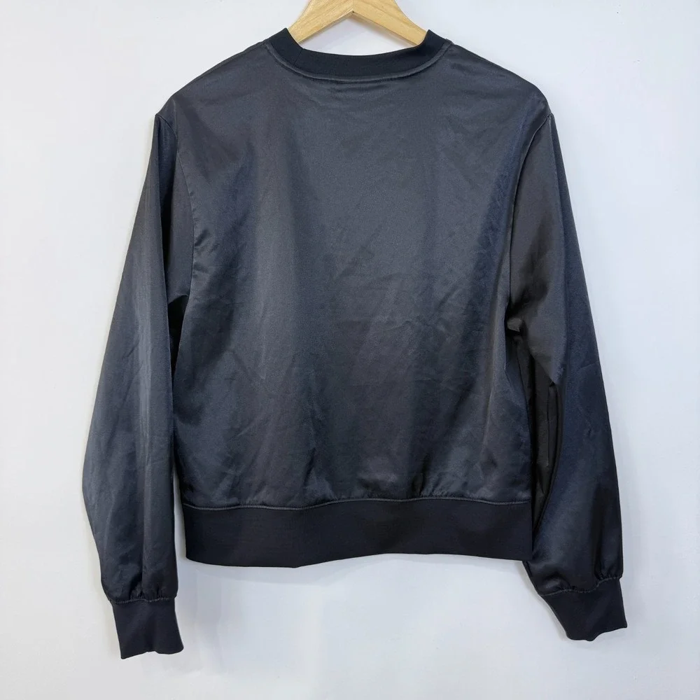 Nike Air Satin Long Sleeve Pullover Top Womens Small Black‎  White Logo